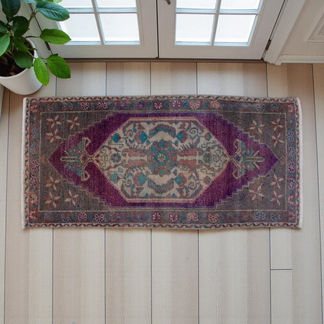 Mid-Century Modern Hand Knotted Small Oushak Rug Faded Mini Rug Mat - 1'8" X 3'6" For Sale - Image 3 of 14