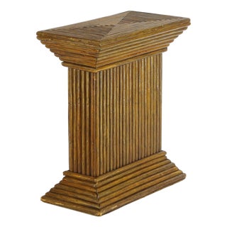 Vintage Italian Rattan Pedestal in Rectangular Shape For Sale
