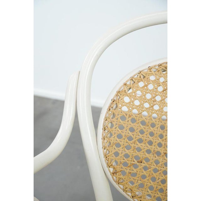 Vintage White Curved Wood Bistro Arcmhair For Sale - Image 9 of 18