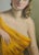 Mid-Century Modern Woman in Yellow Drapery, 1960s, Oil on Canvas For Sale - Image 3 of 13