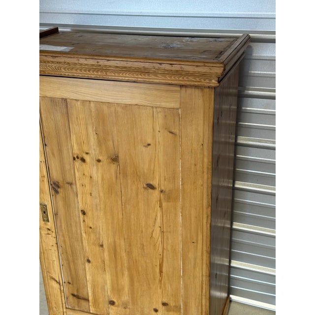 Brown Antique Pine Cupboard With Key From England For Sale - Image 8 of 18
