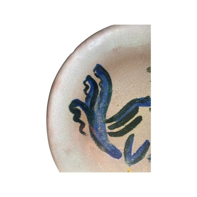 Mid-Century Modern Vintage Glazed Pottery Plate of Rooster, Circa 1940 For Sale - Image 3 of 7