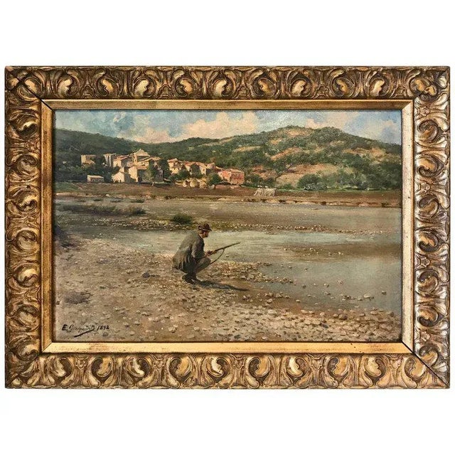 Wood 19th Century Spanish Sporting Painting by E.Gioquinto, 1892 For Sale - Image 7 of 7