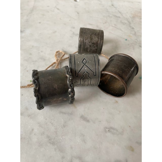 Mid 19th Century 19th Century, Mixed Pattern, Silver Plated Napkin Rings - Set of 4 For Sale - Image 5 of 5