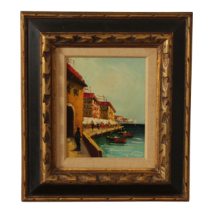Signed Oil on Canvas, On the Quay