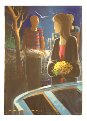 Italian Artist, Figurative Scene, 1970, Oil on Canvas