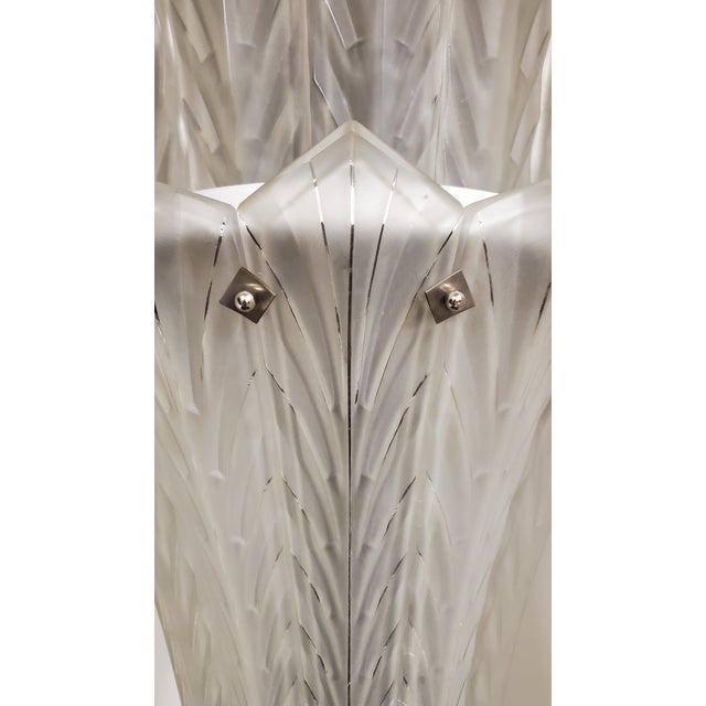 Early 20th Century Very Large French Art Deco Two Tier Frosted Art Glass Sabino Chandelier For Sale - Image 9 of 18