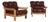 Brutalist Lounge Chairs in Oak and Reddish Brown Leather, 1970s, Set of 2 For Sale