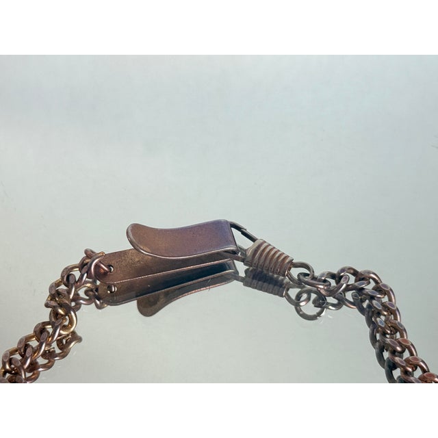 Vintage Victorian/Edwardian Revival Copper Chatelaine Chain v Belt Hook Watch Chain, 1960s For Sale - Image 17 of 17