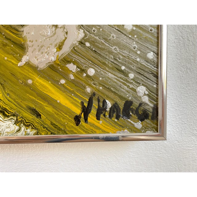 Metal Mid-Century Modern Multicolored Abstract Expressionist Signed Painting For Sale - Image 7 of 13