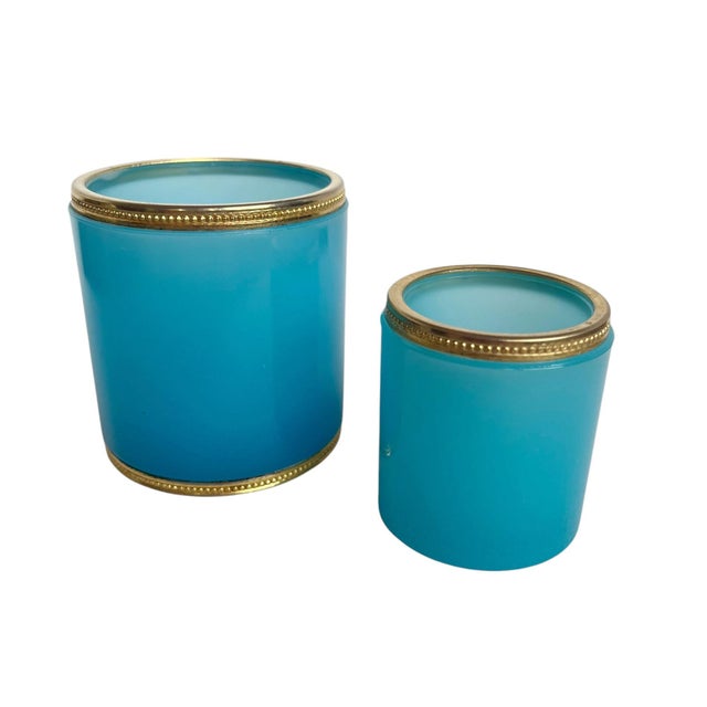 Italian 19th Century Italian Murano Blue Opaline Cups - A Pair For Sale - Image 3 of 7