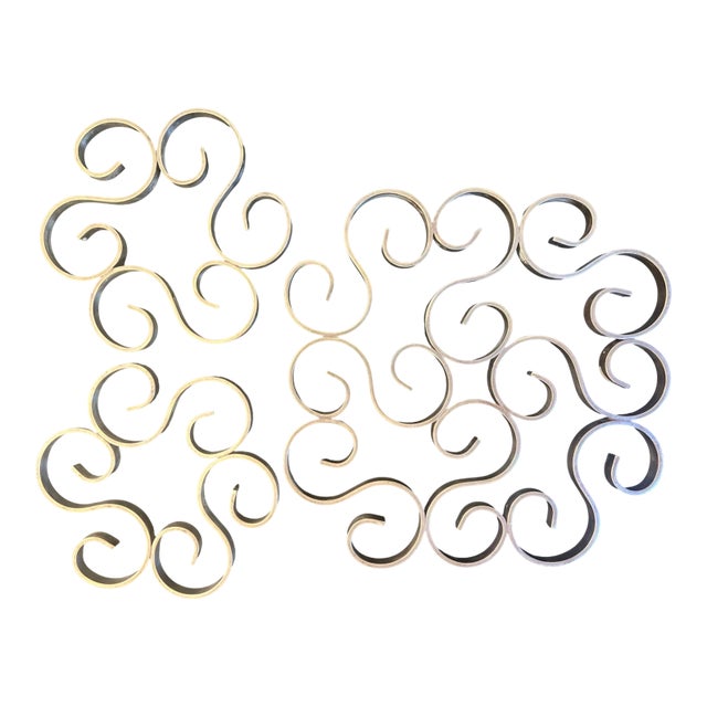 Christofle Silverplated Arabesque Scrolling Trivet Set of 3, C. 1960's For Sale