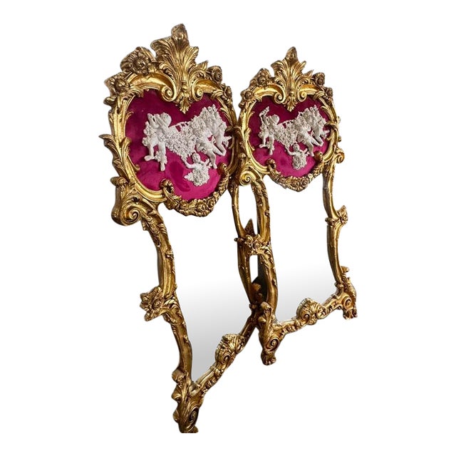 Rococo Red Wall Mirror Set of 2 – Ornate Frame, Statement Mirror For Sale