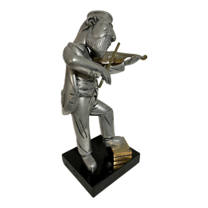 Frank Meisler, Rare Vintage Israeli Judaica Rabbi Klezmer Violinist Sculpture Frank Meisler Art