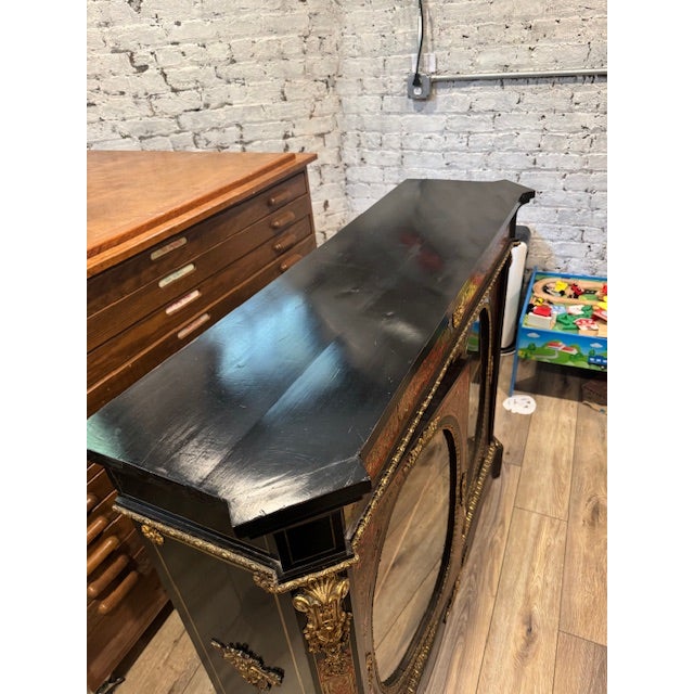 Beautiful French antique side table in very good condition with only minor ware consistent with age. 41 3/4 x 49 1/2 x 15