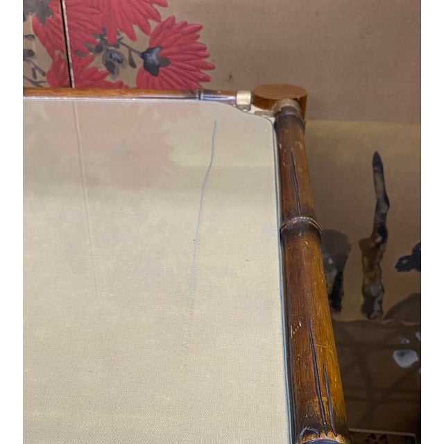 Linen 1980s Polo Ralph Lauren Mahogany and Canvas Bamboo Campaign Desk For Sale - Image 8 of 11