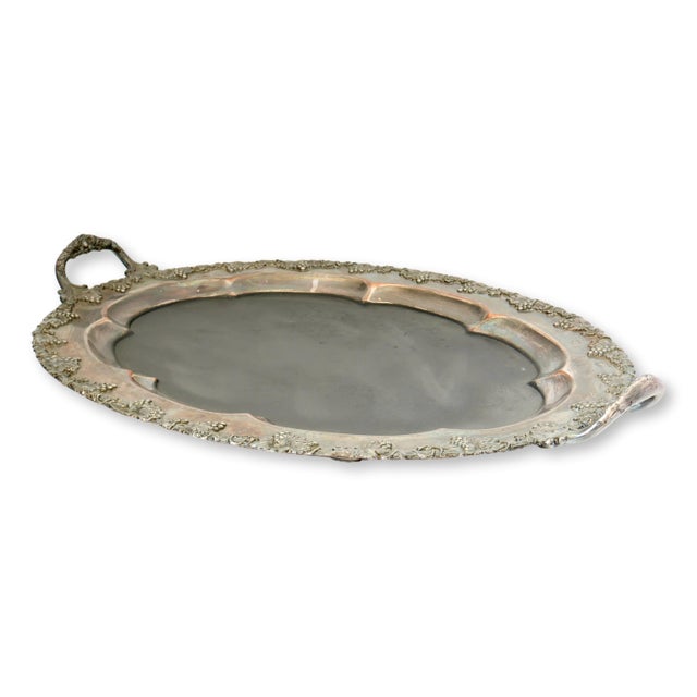 Traditional Vintage Silver-Plated Tray Chalkboard For Sale - Image 3 of 4