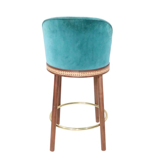 Teal Alma Boop Bar Height Stool For Sale - Image 8 of 13