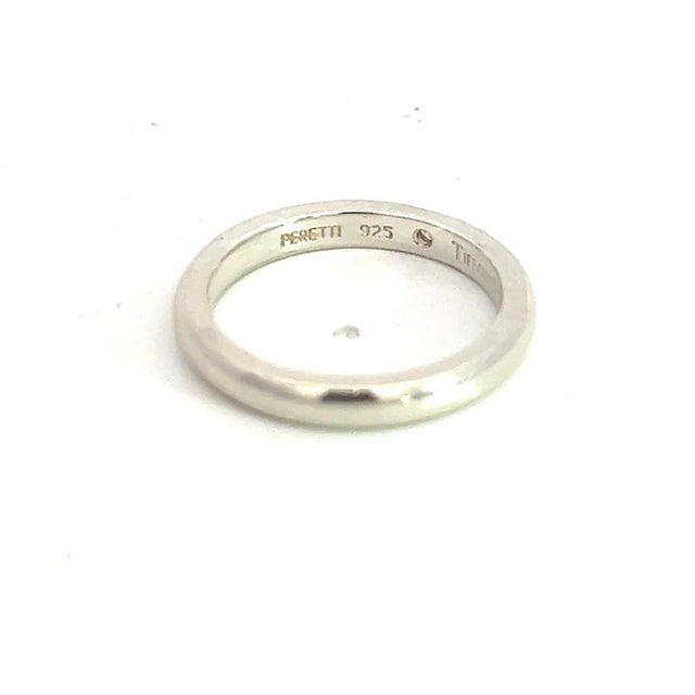 Metal 1990s Tiffany & Co Estate Diamond Ring 4.5 Sterling Silver 2.5 mm By Peretti, Size 4.5 For Sale - Image 7 of 7