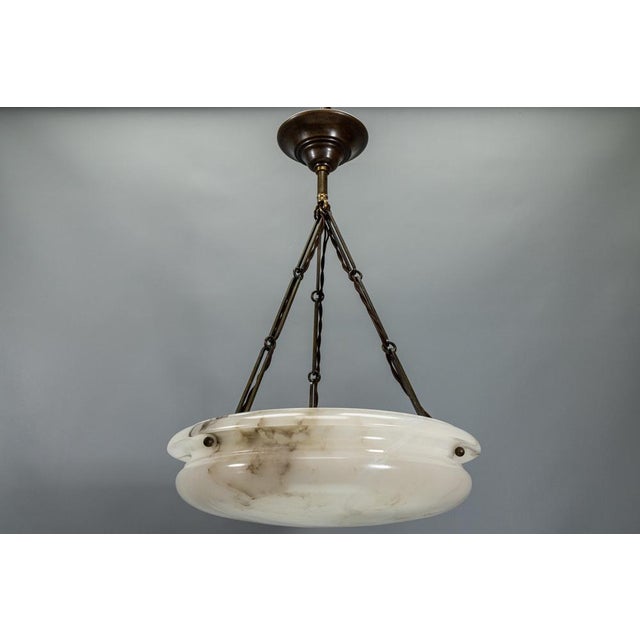 Art Deco Alabaster and Brass Pendant Light, Germany, 1920s For Sale - Image 16 of 18