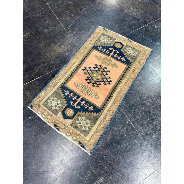 Early 21st Century Turkish Mini Rug Oriental Hand Knotted Vintage Rug 1'9" x 3' #17909 For Sale - Image 5 of 8