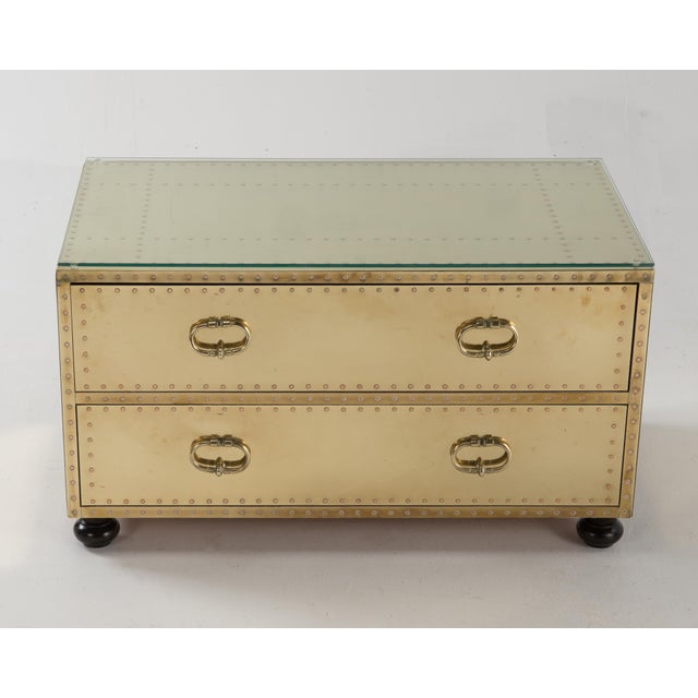 1970s Spanish Sarreid Brass Clad Two Drawer Chest Chairish