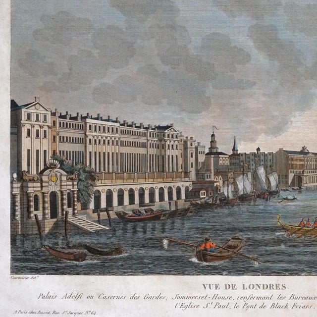 19th Century Antique View of London Architectural Perspective Engraving of the Thames Riverfront Circa 1800–1820 Framed For Sale - Image 5 of 7