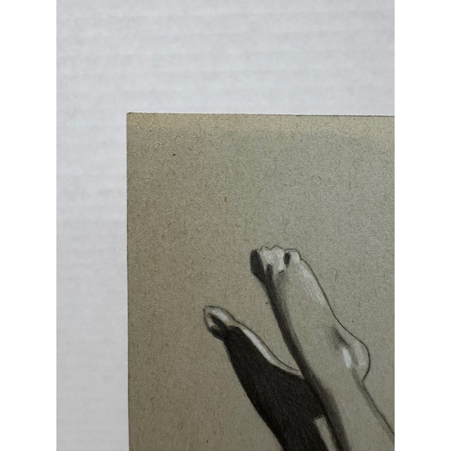 1940s Original Signed Graphite Illustration of Female Diver in One-Hand Handstand, 11 X 9.75 In. For Sale - Image 4 of 6