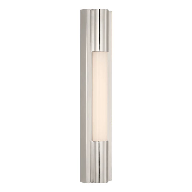 Ian K. Fowler for Visual Comfort Signature Ellington 16" Slimline Bath Light in Polished Nickel with White Glass For Sale