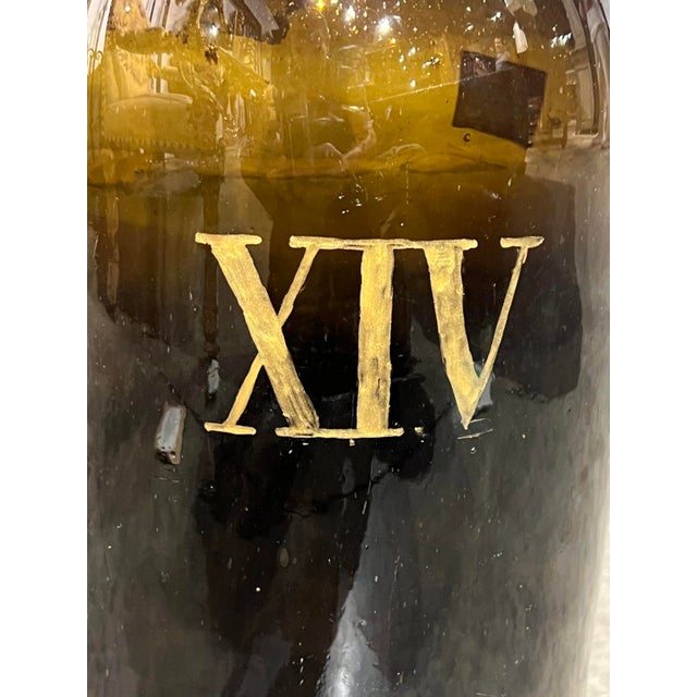 Brown Large Antique French Hand Blown and Painted Wine Bottle, Normandy, Circa 1880s For Sale - Image 8 of 9