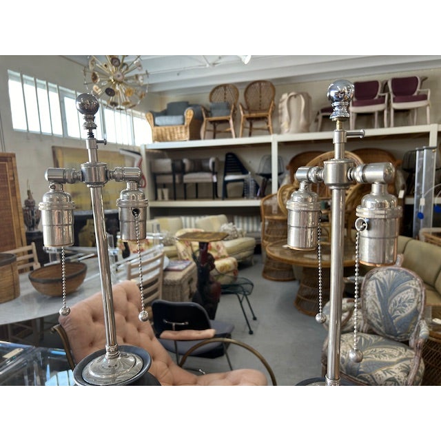 Metal Jean Roger Antiqued Platinum Glazed Porcelain Gourd Lamps, a Pair For Sale - Image 7 of 11