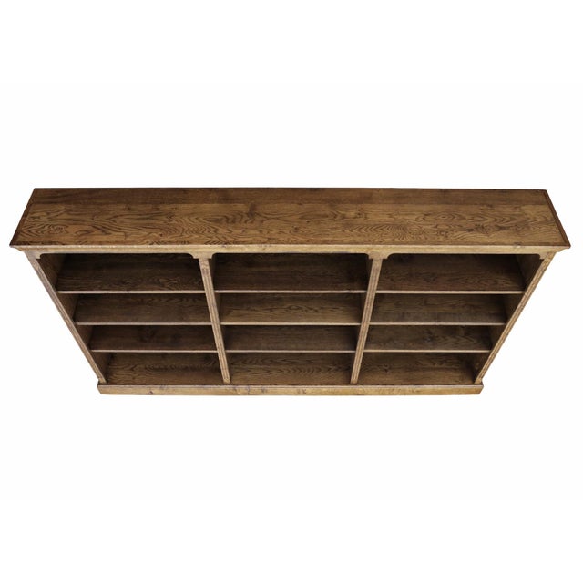 1920s Large Vintage 20th Century Adjustable Oak Open Bookcase, 1920s For Sale - Image 5 of 10