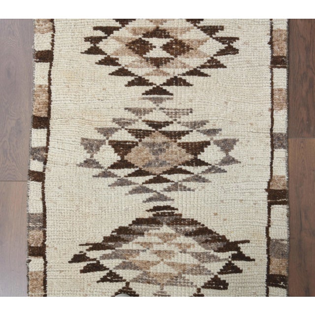 Beige 1970s Vintage Turkish Hand-Knotted Wool Cotton Beige Runner Rug For Sale - Image 8 of 10