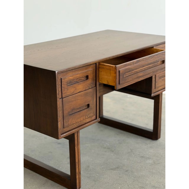 Vintage Oak Desk With Sculptural Base For Sale - Image 10 of 15