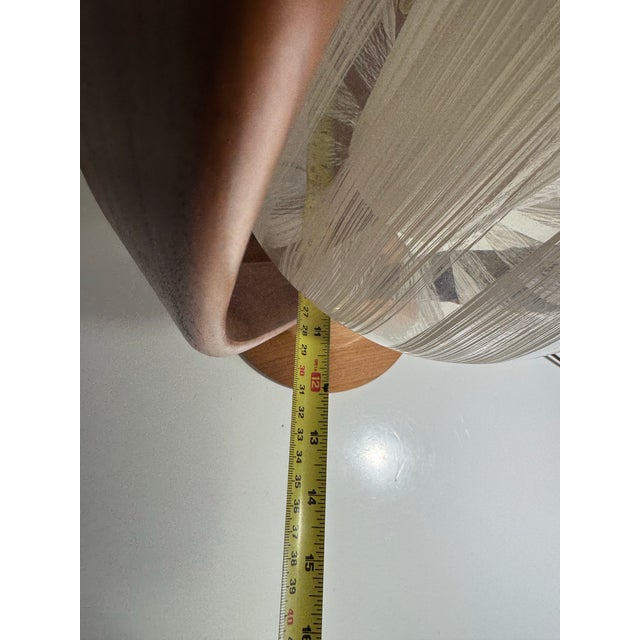 Chocolate 1960s Teak Modeline Style Table Lamp With Western Germany Glass Shade For Sale - Image 8 of 12