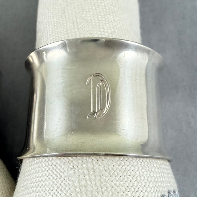 Metal Estate Sterling Silver Napkin Rings, Mixed Set of Four For Sale - Image 7 of 12