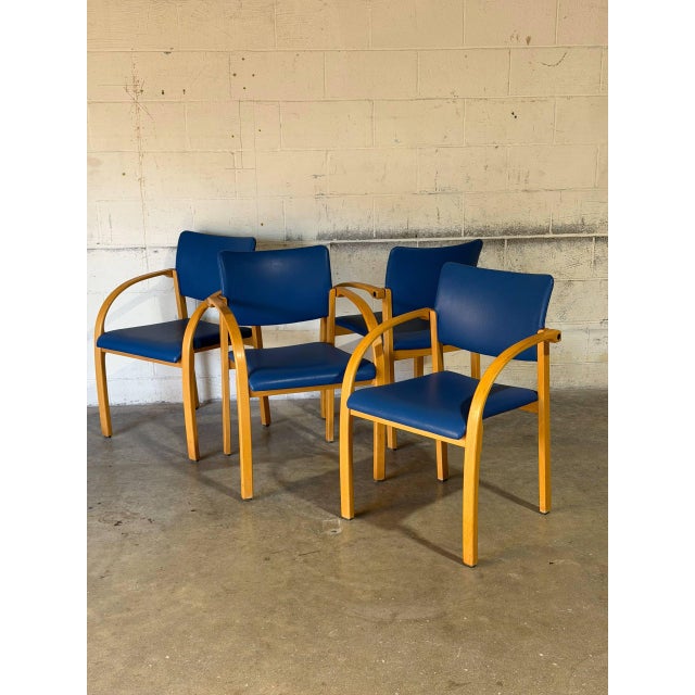 Nr. Søby Møbelpolstring Blue Upholstered Armchairs Set of 4 Danish Mid-Century Modern 1980s For Sale - Image 13 of 14