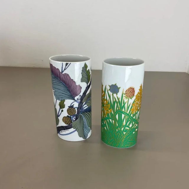 Article: op art porcelain vase set of 2 producer: rosenthal, germany designer: w. Bauer and a. Le foll decade: 1980s set...
