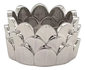 Fred of Paris 18k White Gold 12mm Wide 3 Tier Crown Band Ring - Size 6