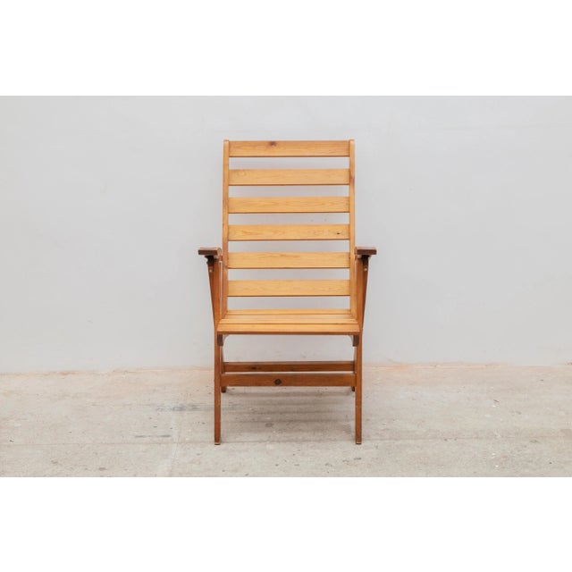 Solid Pine Slat Folding Outdoor Chairs, 1950s, Set of 4 For Sale - Image 4 of 12