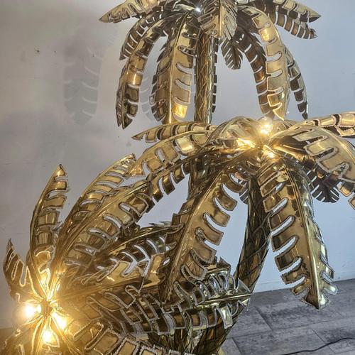 Hollywood Regency Large Brass Palm Floor Lamp, France, 1990s For Sale - Image 3 of 15