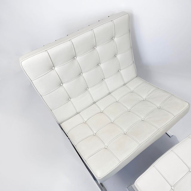 2000 - 2009 Set of Barcelona Chair and Ottoman by Ludwig Mies Van Der Rohe for Knoll International, 2000s, Set of 2 For Sale - Image 5 of 12