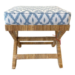 Custom Rattan X-Bench Stool/Ottoman For Sale