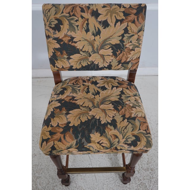 Age: Approx: 20 Years Old Details: Nice Turned Legs Quality Construction Tapestry Upholstered Seats & Back Brass Foot Rest...