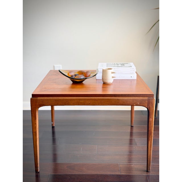 Coffee Mid-Century Modern 1963 Lane Furniture Rhythm Walnut & Pecan Lamp Table — MCM Square End Side Coffee Table For Sale - Image 8 of 12