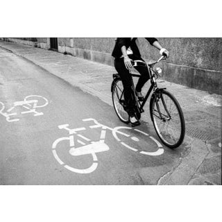 The Stylish Cyclist Framed Black and White Photograph For Sale