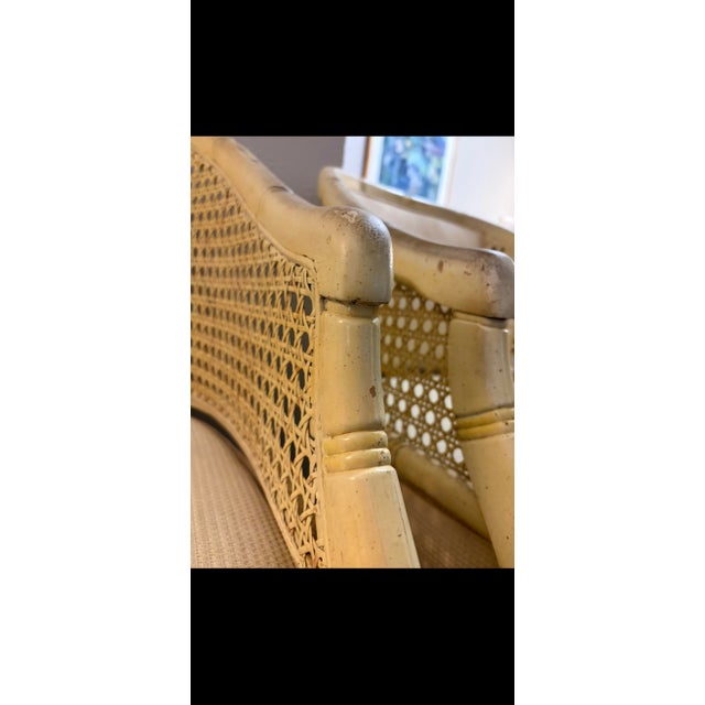 Vintage Solid Wood Faux Bamboo & Cane Barrel Chairs - Pair (Needs Reupholstery)Description:Add classic Palm Beach style to...