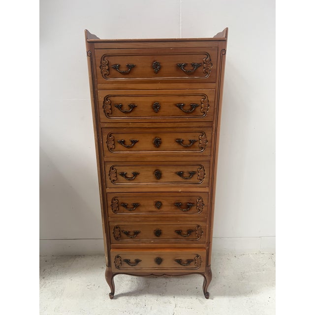Brown 20th Century Regency Style Cherrywood Chest of Drawers For Sale - Image 8 of 11