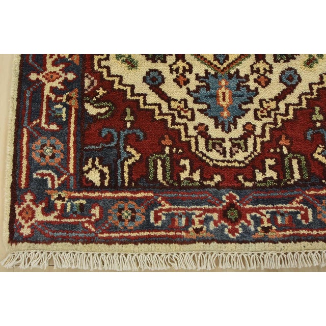 Heriz Runner 2’7” X 7’11” Ivory Wool Tribal Hand-Knotted Oriental Rug For Sale - Image 9 of 12