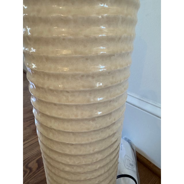 Baker Furniture Ceramic Ribbe Table Lamp W/ Shade Pair For Sale - Image 10 of 11